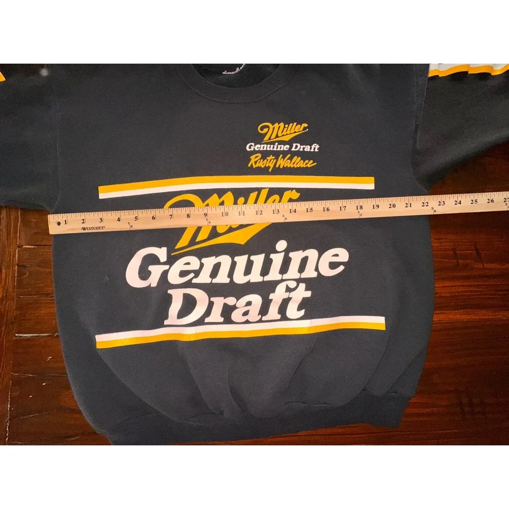 Vintage Miller Genuine Draft Rusty Wallace NASCAR Racing Sweatshirt Black